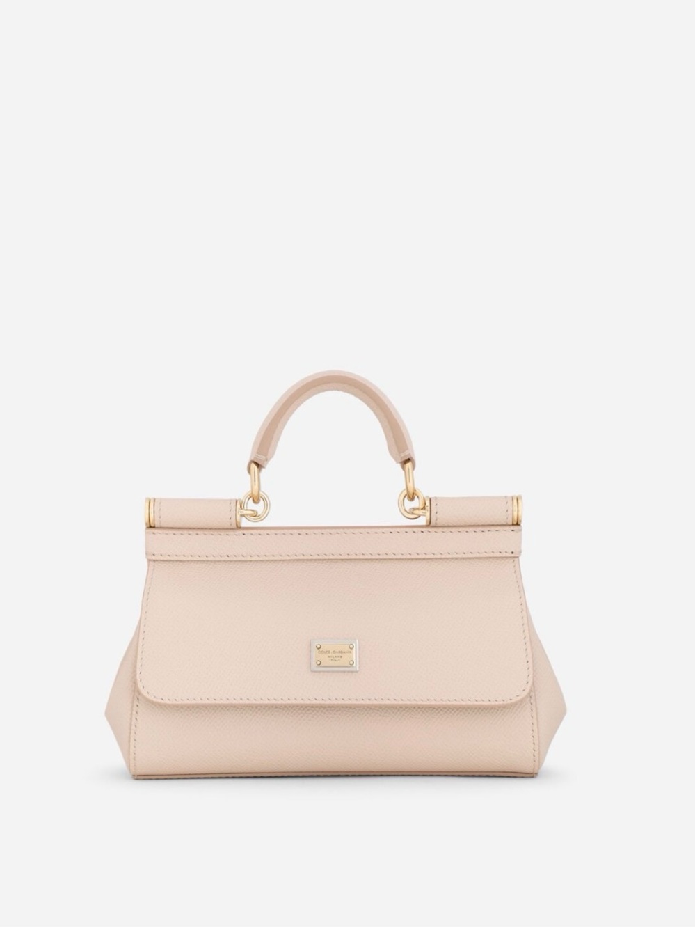 Dolce & Gabbana Blush Pink Leather Top-Handle Bag with Gold Hardware